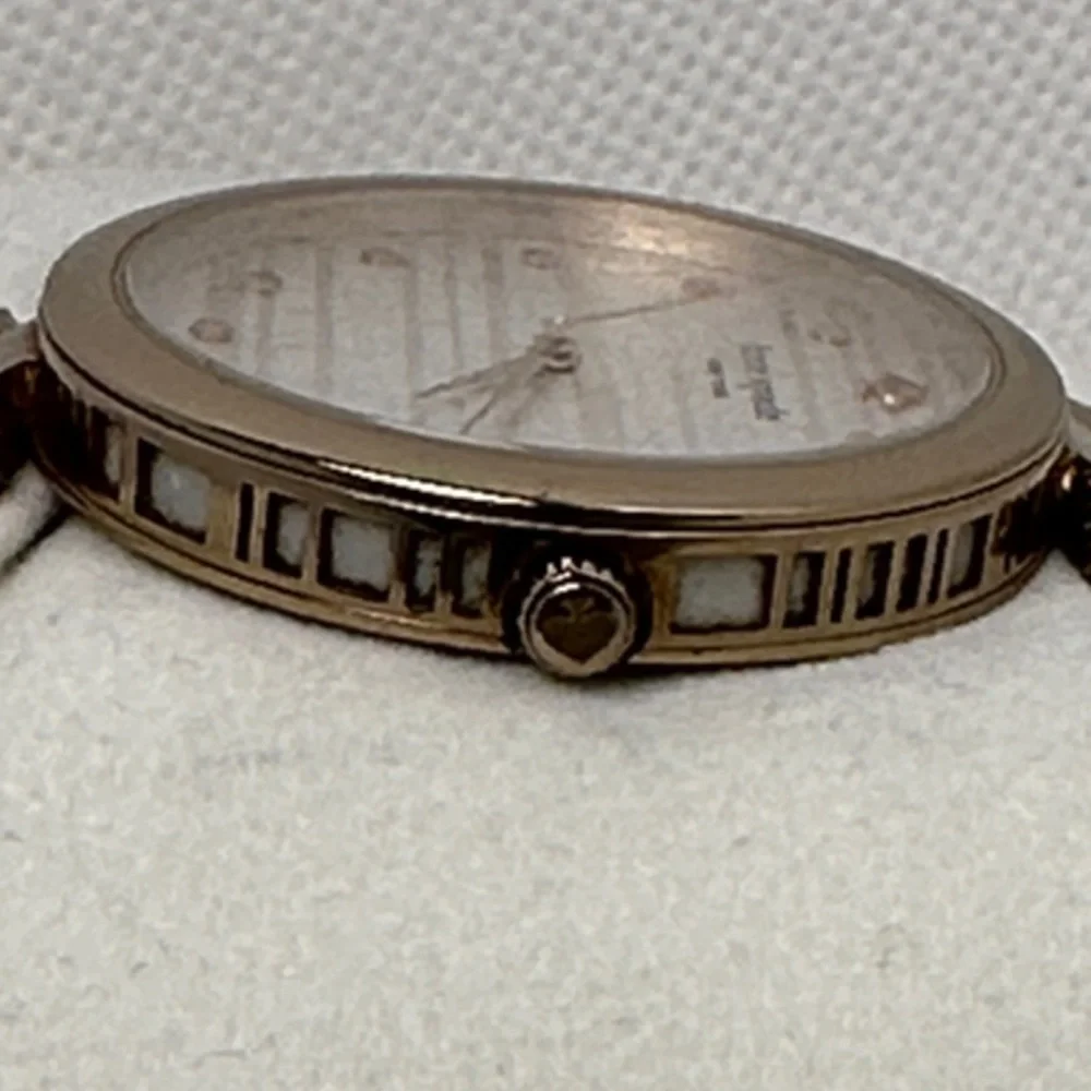 Kate Spade New York Varick Bracelet 36mm Watch Gold Bracelet Striped Face 2.75”